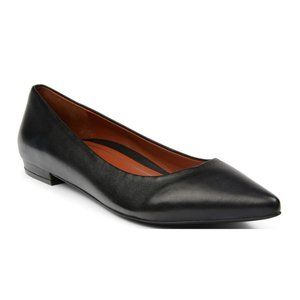 Vionic Lena Ballet Flat Pointed Toe Nappa Leather Black Classic Work Flats - 6